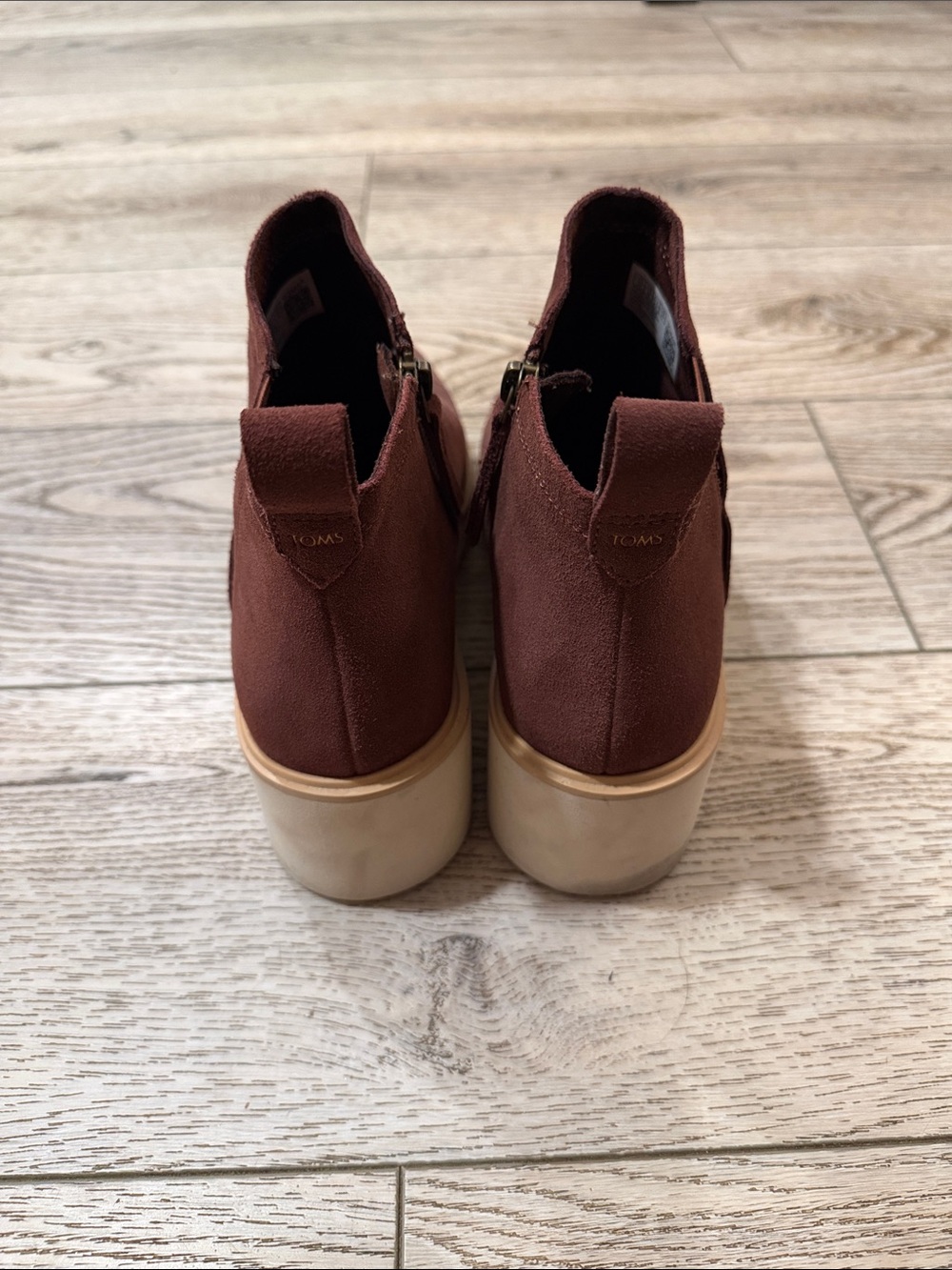 Toms Wine Suede Platform Ankle Booties with Side Zip - Picture 2 of 7